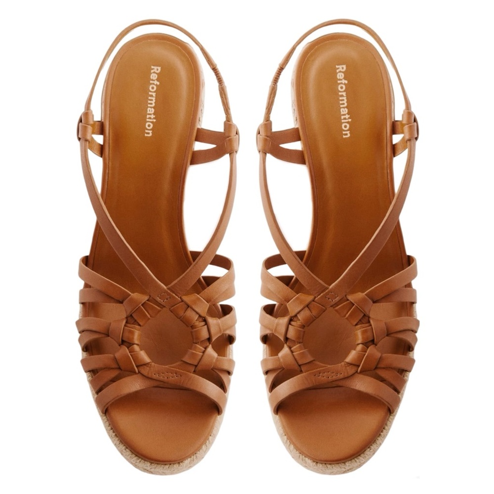 REFORMATION • Nutmeg Candice Woven Wedge Espadrille Sandal